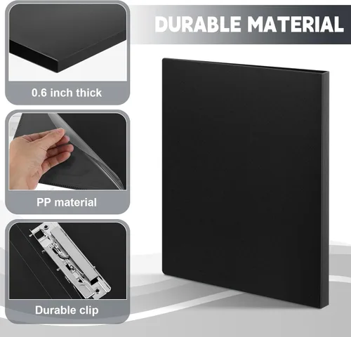 Vista 3 de Teling Paquete de 8 carpetas de abrazadera sin perforaciones sin anillos con clip de metal y cubiertas de polietileno, abrazadera flexible