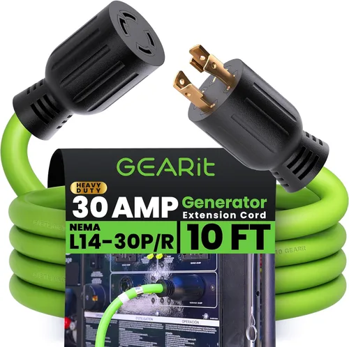 Vista 12 de GEARit Cable de extensión para generador de 30 amperios, 120/250 voltios, 4 puntas, 7500 W, NEMA L14-30P/L L14-30R, cable de alimentación de bloqueo