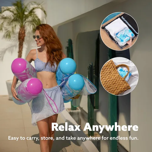 Vista 6 de SLOOSH 2 Packs Hammock Pool Floats Adults, 4-in-1 Multi-Purpose Inflatable Pool Floats PVC Water Hammock Lounge Floaties