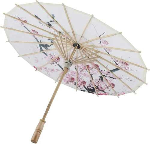 Vista 7 de KUIKUI Chinese Oiled Paper Umbrella Parasol White Wedding Umbrella Photo Props Tea Party Decorations