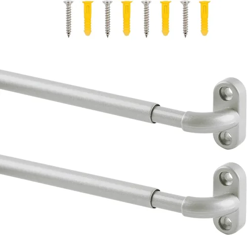 Vista 8 de TYRON - Juego de 2 barras de cortina atornilladas ajustables de 9-12 pulgadas, 3/8 pulgadas de diámetro, mini barra de ventana de luz lateral (negro)