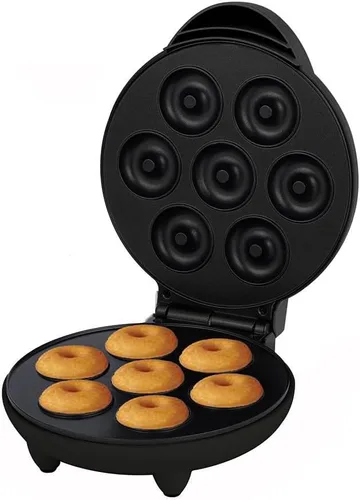 Vista 7 de Mini máquina para hacer donas, máquina de donas de 1200 W, puede hacer 7 donas, calefacción de doble cara, sartén antiadherente, adecuada
