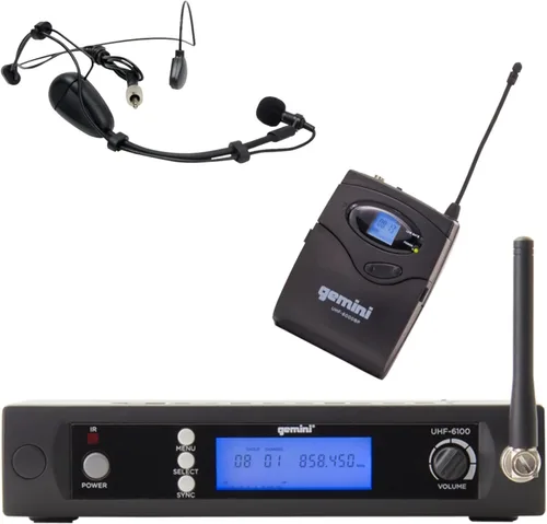 Vista 10 de Gemini Sound Sistema de micrófono inalámbrico UHF-6200HL - Receptor UHF con 256 frecuencias seleccionables, auriculares duales y micrófonos
