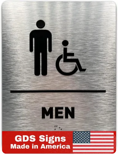 Vista 16 de GDS - Letrero de baño para baño con todo género, compatible con la ADA, accesible para silla de ruedas, iconos elevados y braille de grado 2