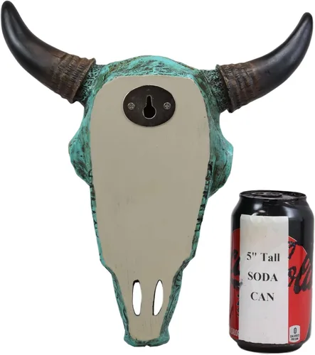 Vista 4 de Ebros - Cabeza de calavera con cuernos de búfalo occidental, diseño de encaje, diseño de encaje de voluta, diseño de pared, diseño de encaje