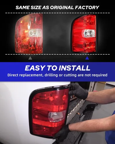 Vista 5 de AUTOONE - Para Chevy Silverado 2007-2013 Conjunto de Luz Trasera de Fábrica OEM Luces Traseras Compatibles con Chevy Silverado 1500/2500HD 3500HD