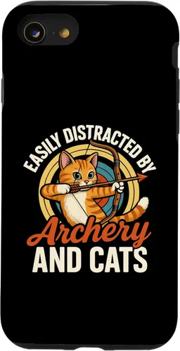 Vista 18 de Funny Cat Parent Gift Easily Distracted by Archery and Cats Case for iPhone 16