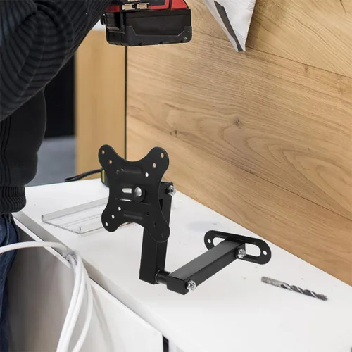 Vista 3 de 2pcs Wall Mount Monitor Stand Adjustable Tilt Swivel Bracket for Screens Space-Saving Elevated Display Holder for Home Office Classroom