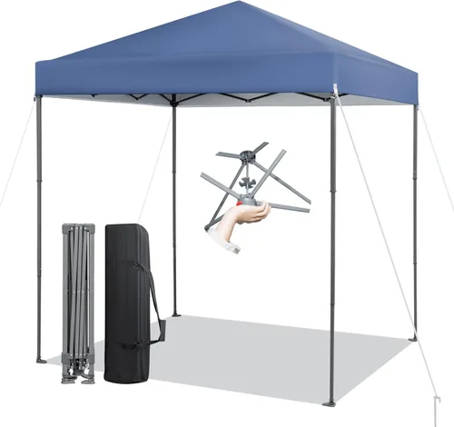Vista 12 de Tangkula Toldo Emergente de 6.6 x 6.6 pies, carpa de instalación instantánea para 1 persona con bloqueo central, protección solar UPF 50+, 8
