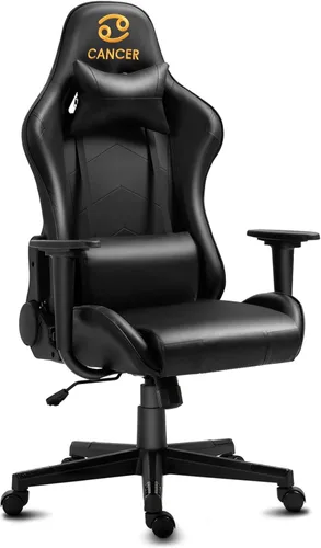 Vista 110 de Modern-Depo Black Virgo Zodiac - Silla de juegos con diseño ergonómico, giratorio y reclinable ajustable, capacidad de carga de 330 libras