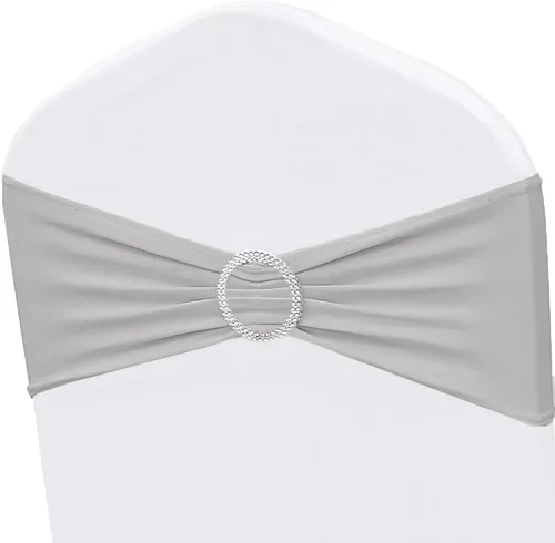 Vista 9 de 50 bandas elásticas de elastano para sillas de boda, bandas elásticas con hebillas, lazos elásticos universales para sillas plegables para fiestas