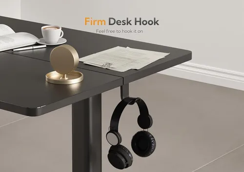 Vista 7 de Claiks Escritorio de pie con bandeja para teclado, escritorio de pie de altura ajustable, escritorios elevados para oficina en casa y estación