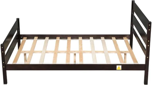 Vista 13 de Base de cama de plataforma de madera de tamaño individual con cabecera y estribo de estilo moderno, marco de cama de madera con patas de soporte