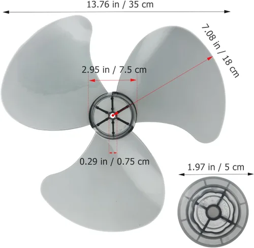 Vista 3 de DOITOOL Juego de aspas de ventilador de plástico universal de 3 hojas, cuchillas de ventilador de repuesto de 16 pulgadas con cubierta de tuerca