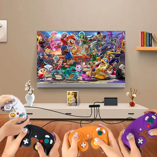 Vista 3 de 4 controladores para Gamecube con 4 cables de extensión y adaptador USB de 4 puertos para Switch PC Wii U Console