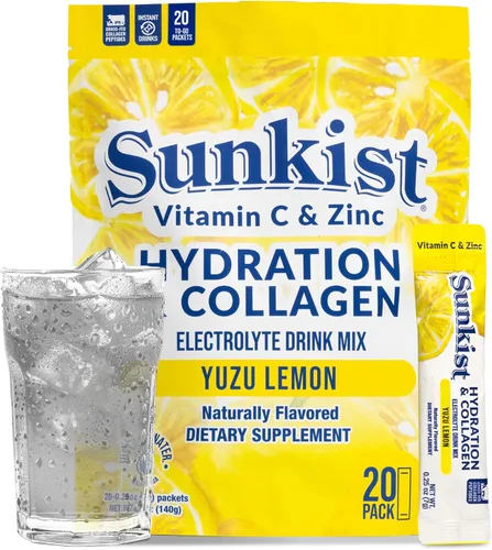 Vista 9 de The Frozen Bean Sunkist Hydration & Collagen Cara Cara - Mezcla de bebida en polvo de electrolitos de naranja (20 varillas), con péptidos