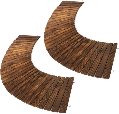 Vista 9 de Sendero de madera para jardín de 7 pies con superficie antideslizante, camino de madera enrollable, camino rústico, adoquines decorativos para patio