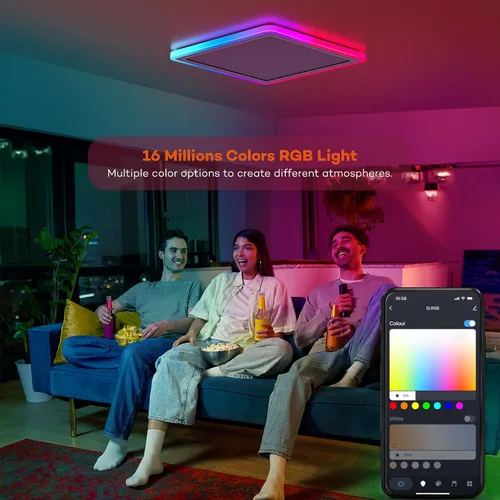 Vista 2 de Annaror Lámpara de techo LED inteligente WiFi, lámpara de montaje empotrado RGB de 13 pulgadas con control remoto, compatible con Alexa Google Home