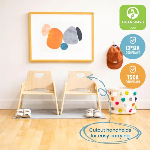 Vista 17 de ECR4Kids Silla apilable de madera para niños pequeños, 6 pulgadas, muebles para niños, lavado blanco, paquete de 2