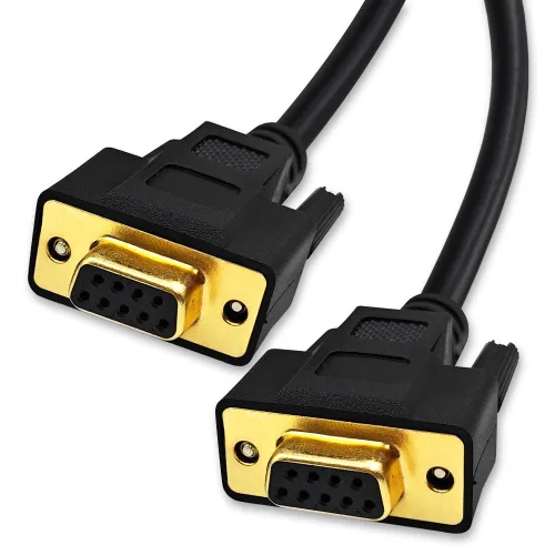 Cable serie RS232 de 6.6 pies (6.6 ft), recto a través de 9 pines, doble blindado, trenzado de metal y lámina AL, hembra a hembra, negro, SC902S08FF