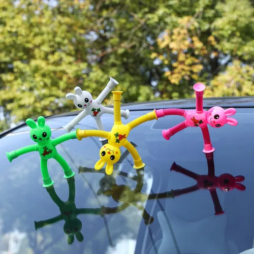 Vista 5 de Limpskys Paquete de 4 juguetes telescópicos con ventosa, conejito de Pascua, rellenos de huevos de Pascua, rellenos de cesta de Pascua, juguetes