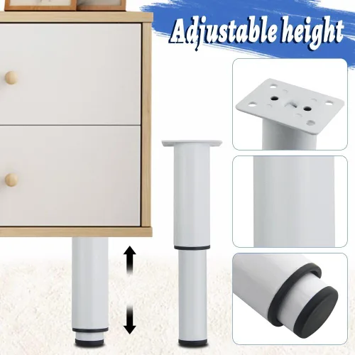 Vista 4 de Paquete de 8 patas de metal ajustables para muebles, patas de gabinete resistentes para marco central de cama, patas de soporte para mesa y sofá