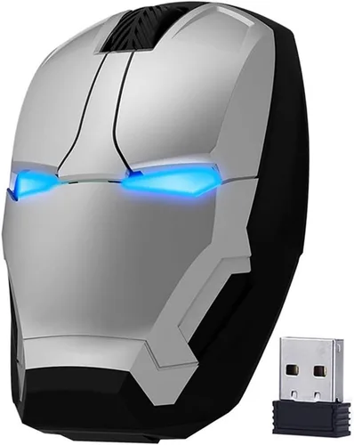 Inalámbrico Iron Man Mouse 2.4G Ratón óptico para computadora portátil de escritorio PC Mac (plata)