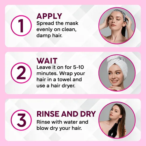 Vista 7 de ONLY4HAIR Mascarilla reparadora de cabello para cabello seco dañado tratamiento de queratina proteína aceite de argán acondicionador profundo