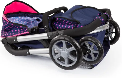 Vista 5 de Bayer Cochecito de muñeca Neo City - Cochecito convertible 2 en 1 azul y rosa, cochecito plegable para muñecas de 20 pulgadas