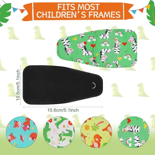 Vista 2 de Haysandy 4 parches para ojos para niños, reutilizables, para gafas para cubrir cualquier ojo, rosa, azul, verde y blanco, 4 estilos (estilo animal)