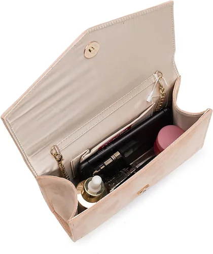 Vista 5 de Bolso de noche para mujer, bolso de mano elegante, bolso de ante sintético para boda