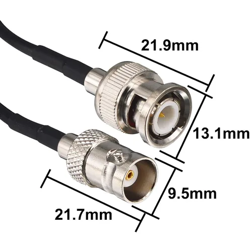 Vista 5 de Cable de puente BNC de 3 pies BNC macho a hembra, extensión de cable SDI de 50 ohmios, línea coaxial RG174 para señales de video, CCTV, DVR, cámara
