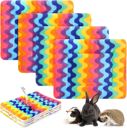 Vista 19 de Haull 4 Piezas Ropa de Cama Impermeable para Conejillo de Indias de Invierno Cama de Conejillo de Indias de Felpa Forros de Jaula Tapete Suave