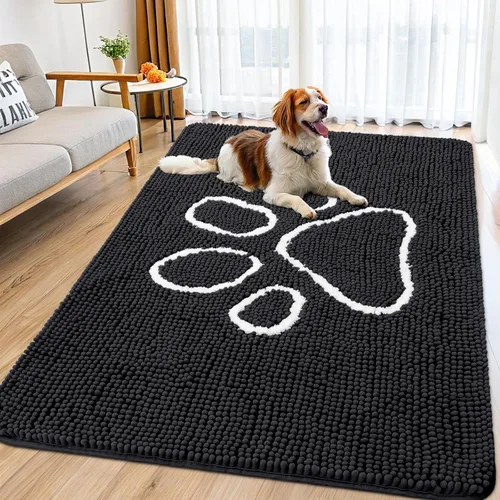 Vista 74 de Smiry Tapete para puerta de perro para patas fangosas, absorbente que atrapa la suciedad, antideslizante, de secado rápido, lavable, tapete