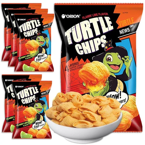 Vista 14 de K-Munchies Orion Turtle Chips – Bolsa grande de 3 x 160 gramos de sabor a caramelo con sabor a palomitas de maíz, chips coreanos grandes