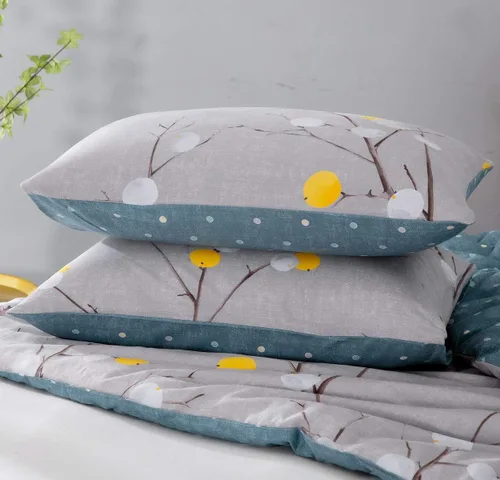 Vista 5 de SLEEPBELLA - Juego de edredón tamaño Queen, 600 hilos de algodón gris con patrón de lunares de color turquesa amarillo, juego de edredón reversible