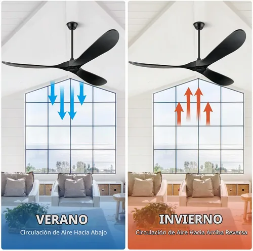 Vista 7 de Ventiladores de techo ABZ sin luces - Ventiladores de techo modernos de 52 pulgadas sin luces con control remoto, ventiladores de techo de 3 aspas