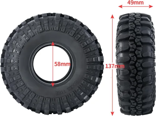 Vista 2 de RCLIONS 4 neumáticos de goma de 2.2 pulgadas con inserto de espuma para 1/10 RC Crawler Car Axial Wraith RR10 SCX10 TRX4