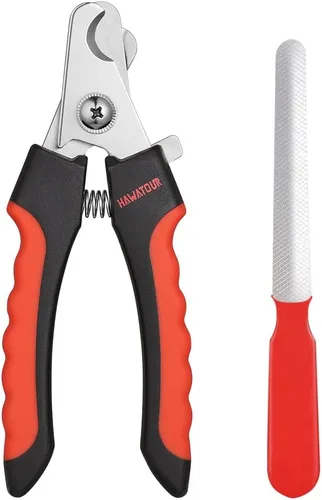 Vista 3 de HAWATOUR Cortauñas para perro, recortadores de uñas clásicos para perros con protector de seguridad para evitar cortes excesivos, hoja afilada