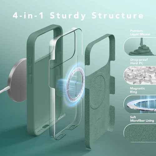 Vista 462 de GONEZ Funda magnética para iPhone 14, compatible con Magsafe, con protector de pantalla + protector de cámara, forro de microfibra antiarañazos