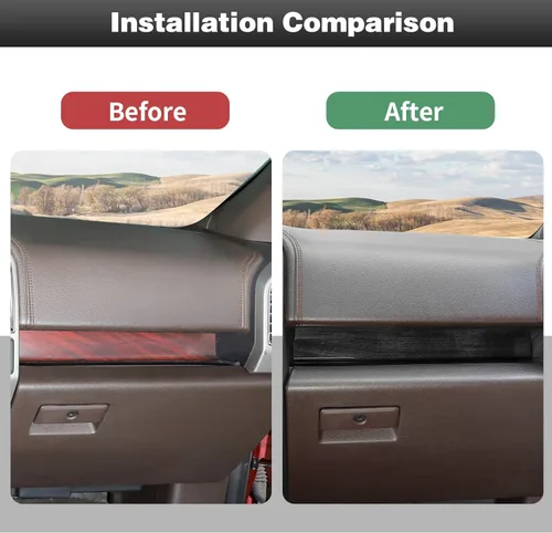 Vista 5 de CheroCar Para F150 - Panel de cubierta de consola central, accesorios de decoración para Ford F150 2015-2020, grano de madera negra..