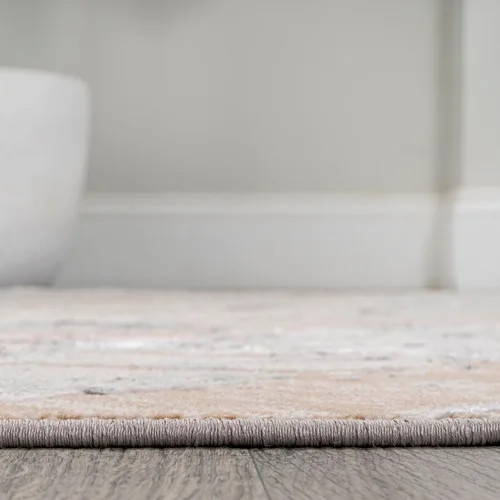 Vista 7 de Eyely ROS201C-28 - Alfombra de pasillo de seda con diseño de orquídea de seda, moderna, abstracta, transitoria, contemporánea, sólida y a rayas