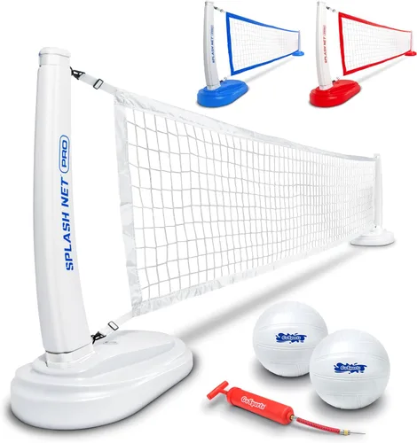 Vista 8 de Red de voleibol para piscina GoSports Splash Net PRO - Rojo, blanco o azul - Incluye 2 balones de voleibol de agua y bomba