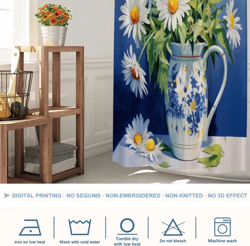 Vista 68 de Shrahala Father and Child Embracing No Hooks Shower Curtain with Snap in Liner Set, Tender Moment Captured Bathroom Décor Polyester Fiber Waterproof