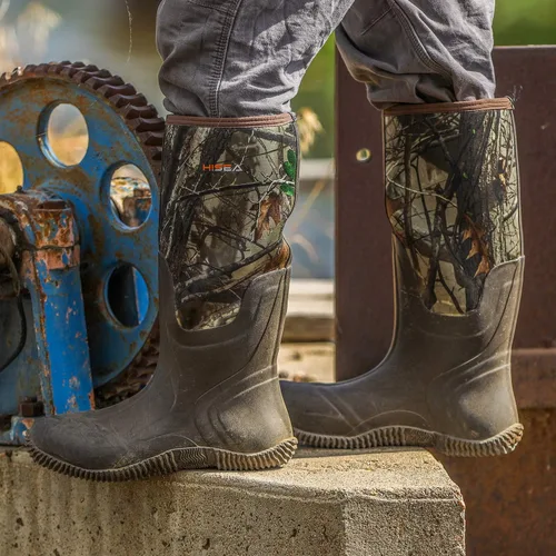 Vista 6 de HISEA - Botas de lluvia para hombre impermeables, con aislamiento de goma de neopreno al aire libre, botas de caza para invierno nieve ártica