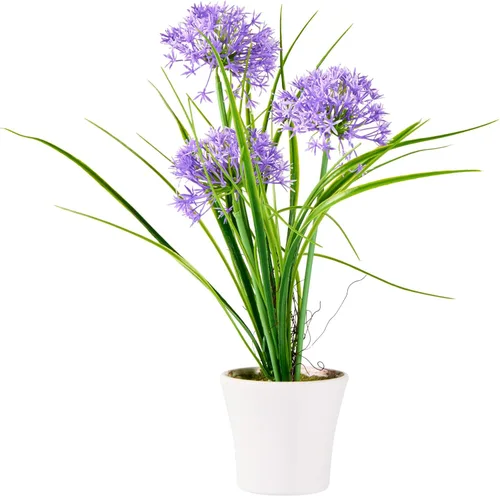 Vista 10 de Restaurantware - Orquídeas artificiales de 4 x 14 pulgadas, 12 orquídeas falsas en maceta, 5 flores, uso como centro de mesa, decoración del hogar u