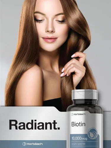 Vista 7 de Horbaach Biotin 10000 mcg 200 cápsulas blandas con vitamina B7 Suplemento de fórmula de belleza Sin OMG y sin gluten