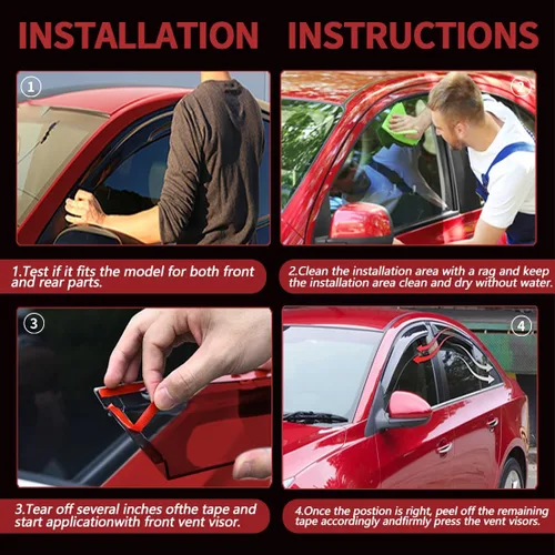 Vista 5 de Viseras protectoras de lluvia para ventanas de automóvil con ajuste para GMC Terrain SLE SLT AT4 Denali 2018-2023, 4 protectores delanteros