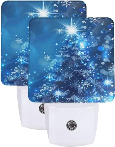 Vista 22 de Ouqiuwa Juego de 2 luces nocturnas enchufables para Navidad, rojo, invierno, feliz año nuevo, LED, sensor de movimiento, lámpara para dormitorio