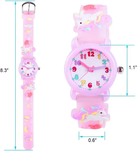 Vista 4 de Venhoo Reloj de pulsera de silicona impermeable 3D para niños y niñas de 3 a 10 años